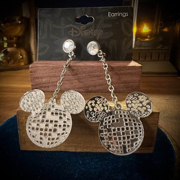 Disney / Neon Tuesday Mickey Mouse Icon Disco Ball Earrings - Picture 2 of 5